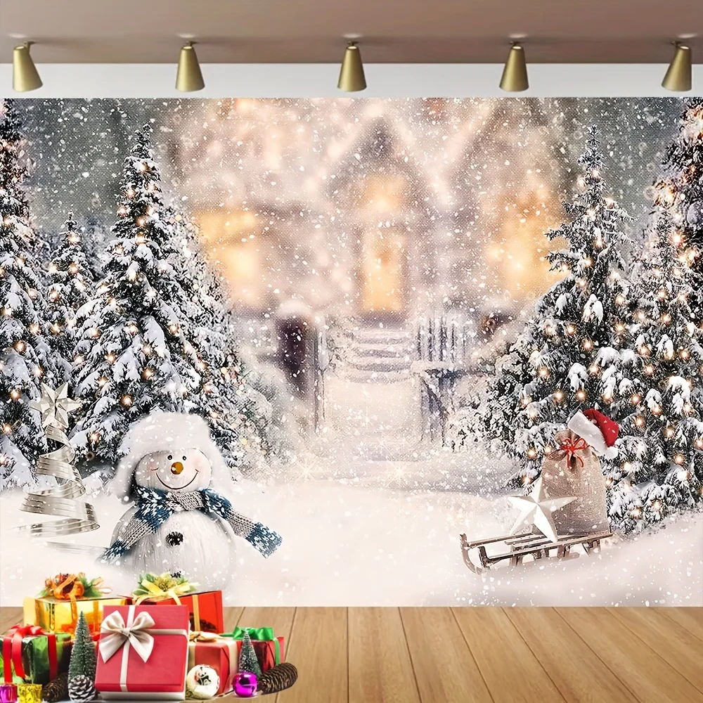 VIKAMA Snow Scene Christmas Tapestry Living Room Feature Wall Room Decor Christmas Party Atmosphere Setup