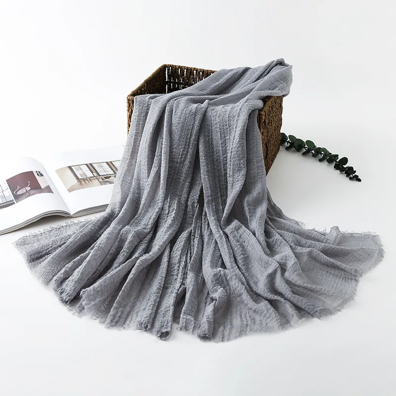 Women Cotton Linen Scarf Autumn Lady Solid Color Long Scarves Soft Thin Plain Shawl Foulard Viscose Wrap Shawls New Summer