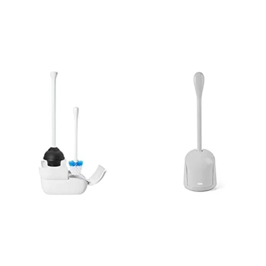 

Набор хороших ручек Комбинированная щетка для унитаза и плунжер Белые и хорошие ручки Компактная щетка для унитаза и канистра — серый