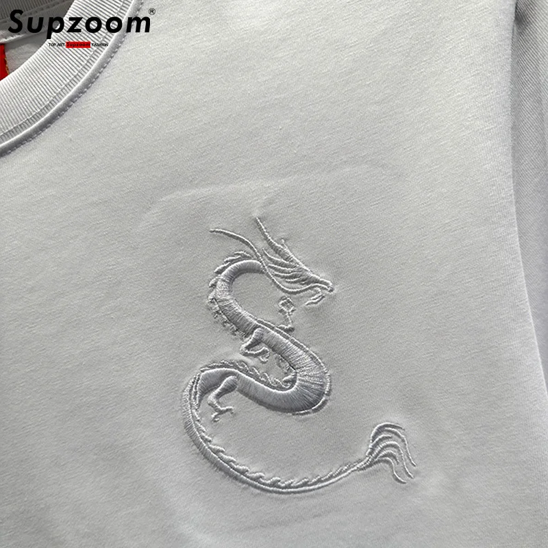 Supzoom New Arrival Summer Top Fashion Embroidery Neutral Short O-neck Casual Hip Hop Heavy Texture Cotton Ins Loose Men Tshirt