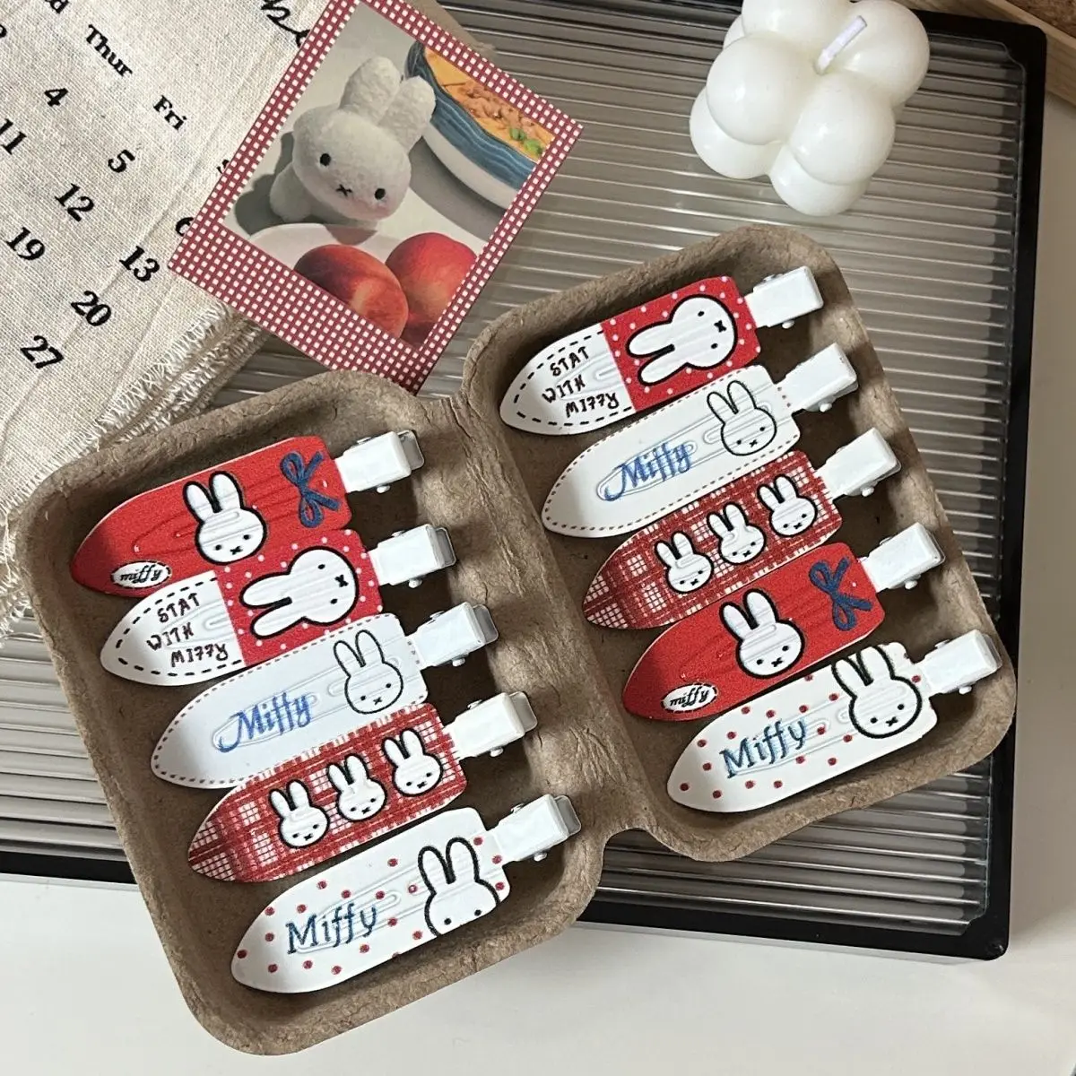 Restore Ancient Ways Red Miffy Rabbit Metal Traceless Clamp Cartoon Sweet Lovable Young Girl Hairclip Bangs Hair Decorations New