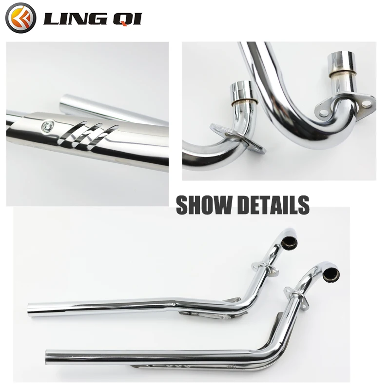 LINGQI Motorcycle Bevel Muffler Exhaust Pipe Full System Fit for Dirt Pit Bike Off Road ATV Metal Slip-on Muffler Baffle