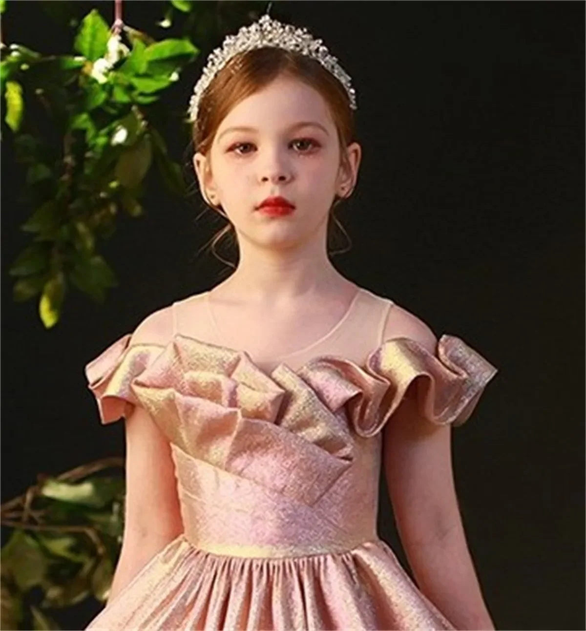 Robe de Princesse Rose Brillante à Fleurs pour Fille, Tenue de Mariage Élégante, de Bal, de Concours, de ixd'Anniversaire pour Enfant, avec Nministériels d, de Première Communion