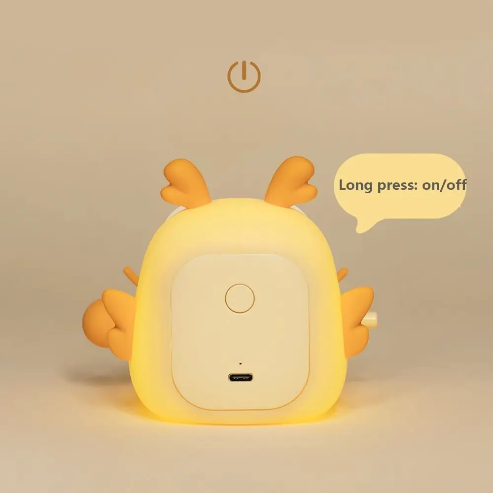 Loong Shape Wooden Fish Night Light Three Level USB Charging Wooden Fish Praying Lamp Eye Protection Dimming Timer