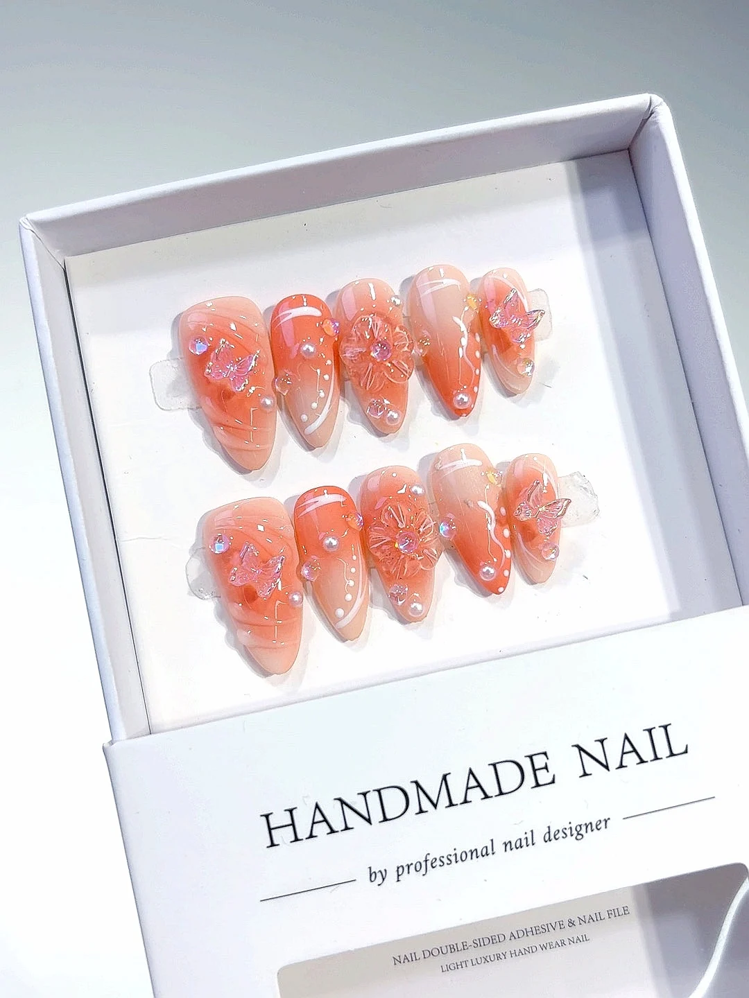 

Pink Butterfly Three-Dimensional Flower Sweet and Intellectual Style Fashion Nail Art (D389)