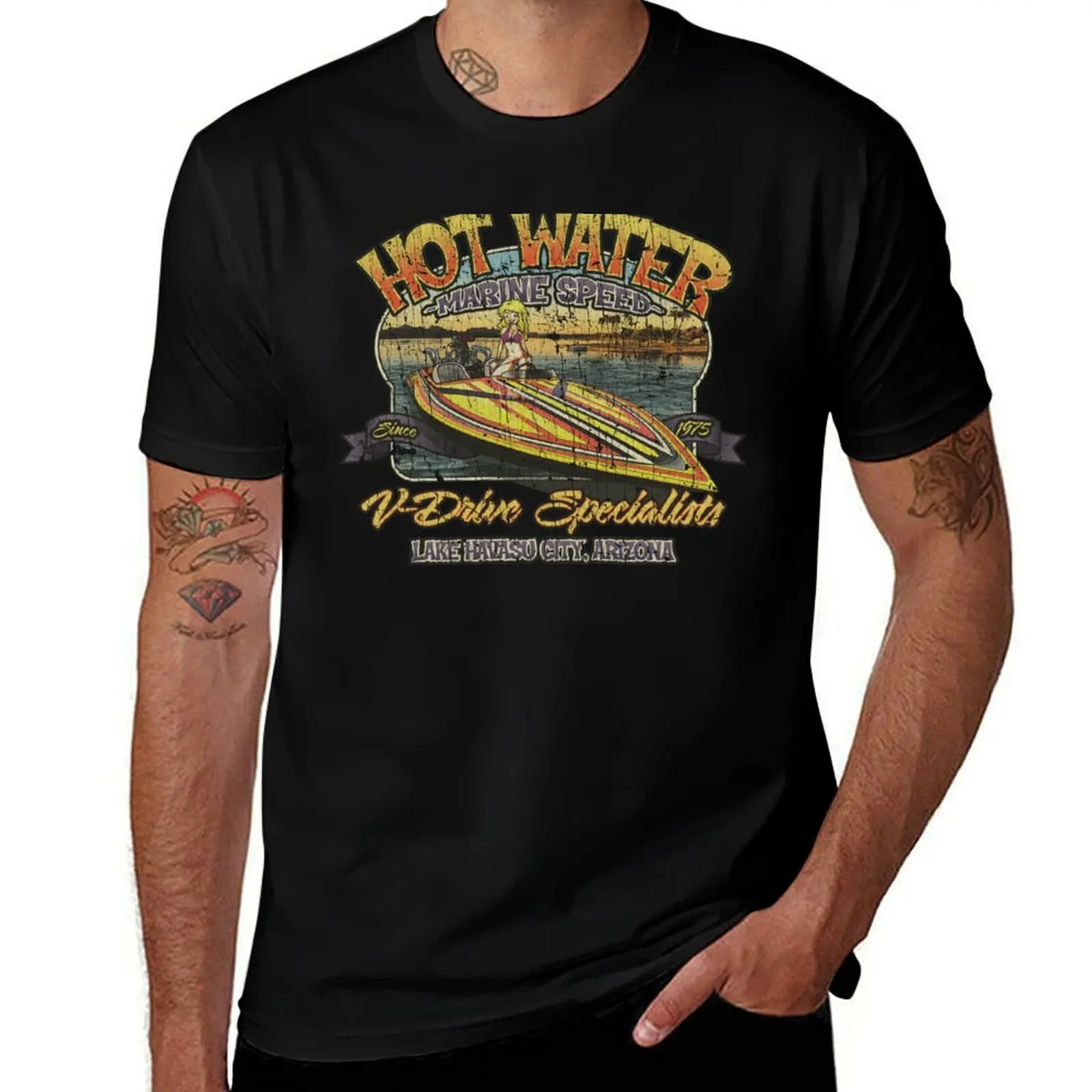 

Hot Water Marine Speed 1975 T-Shirt funny t shirts man men t shirt cotton 100% T-Shirt