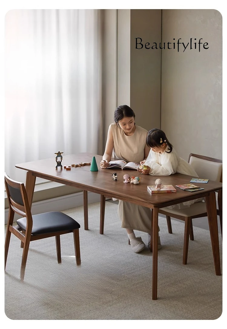 

All solid wood dining table North American black walnut desk Small apartment household rectangular dining table and chairs New
