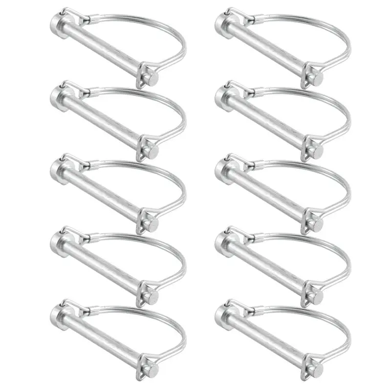 

AT21-10Pcs Wire Lock Pin, 5/16 Inch Shaft Locking Pin Hitch Pin With Round Arch Wire Retainer For Farm Trailers Lawn Garden