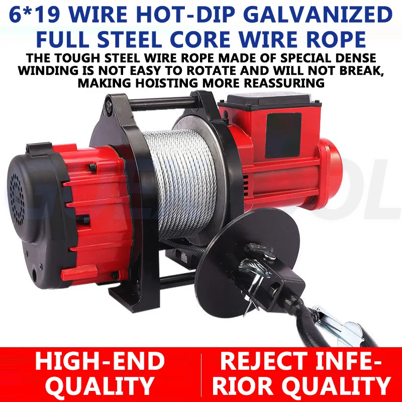 Wireless Frequency Conversion Remote Control Small Crane Electric Hoist Winch Aluminum Shell Household Lifting Transportation
