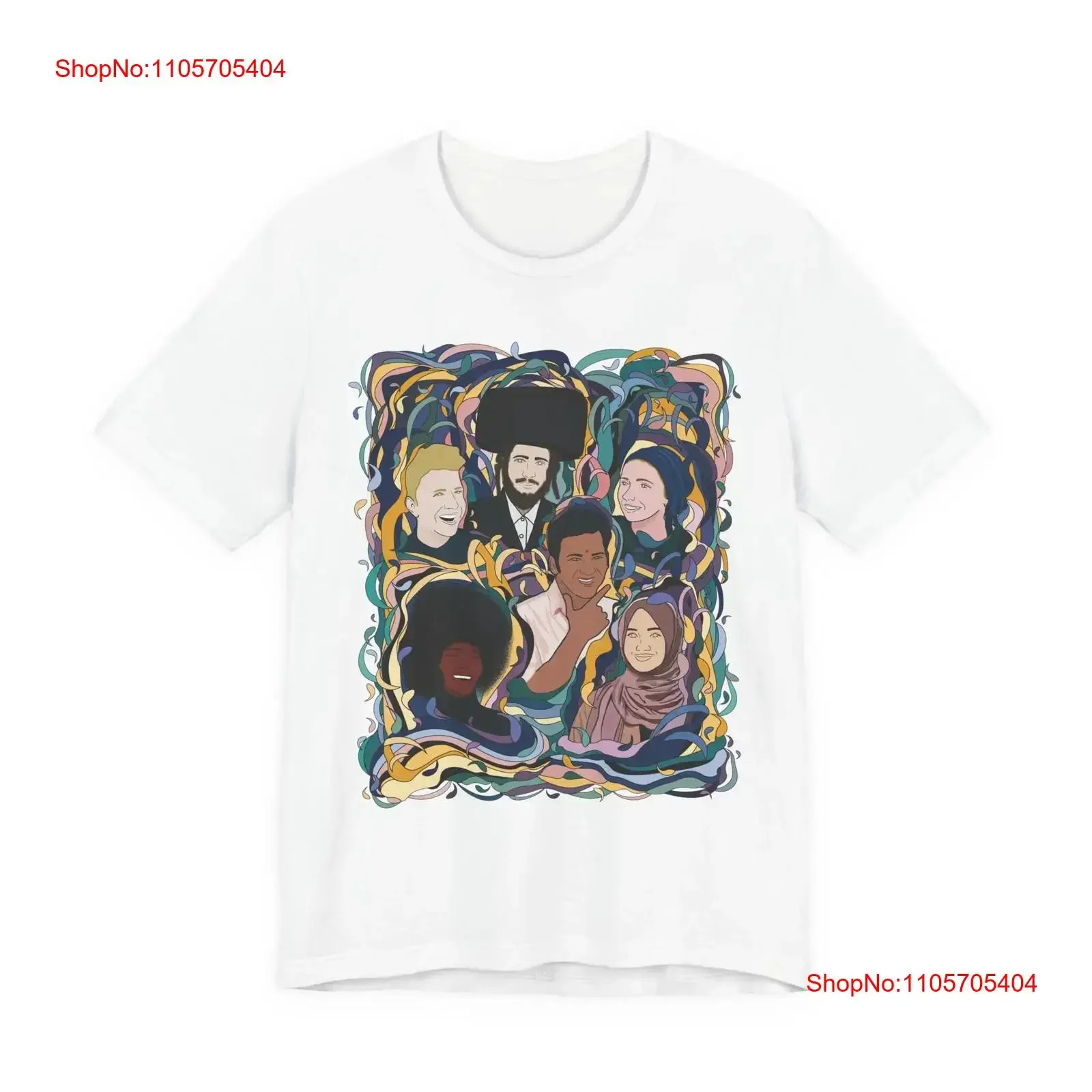 Diverse Faces T Shirt Multicultural People Illustrated long or short sleeves vintage Washed Stylish Casual Breathable Versatile