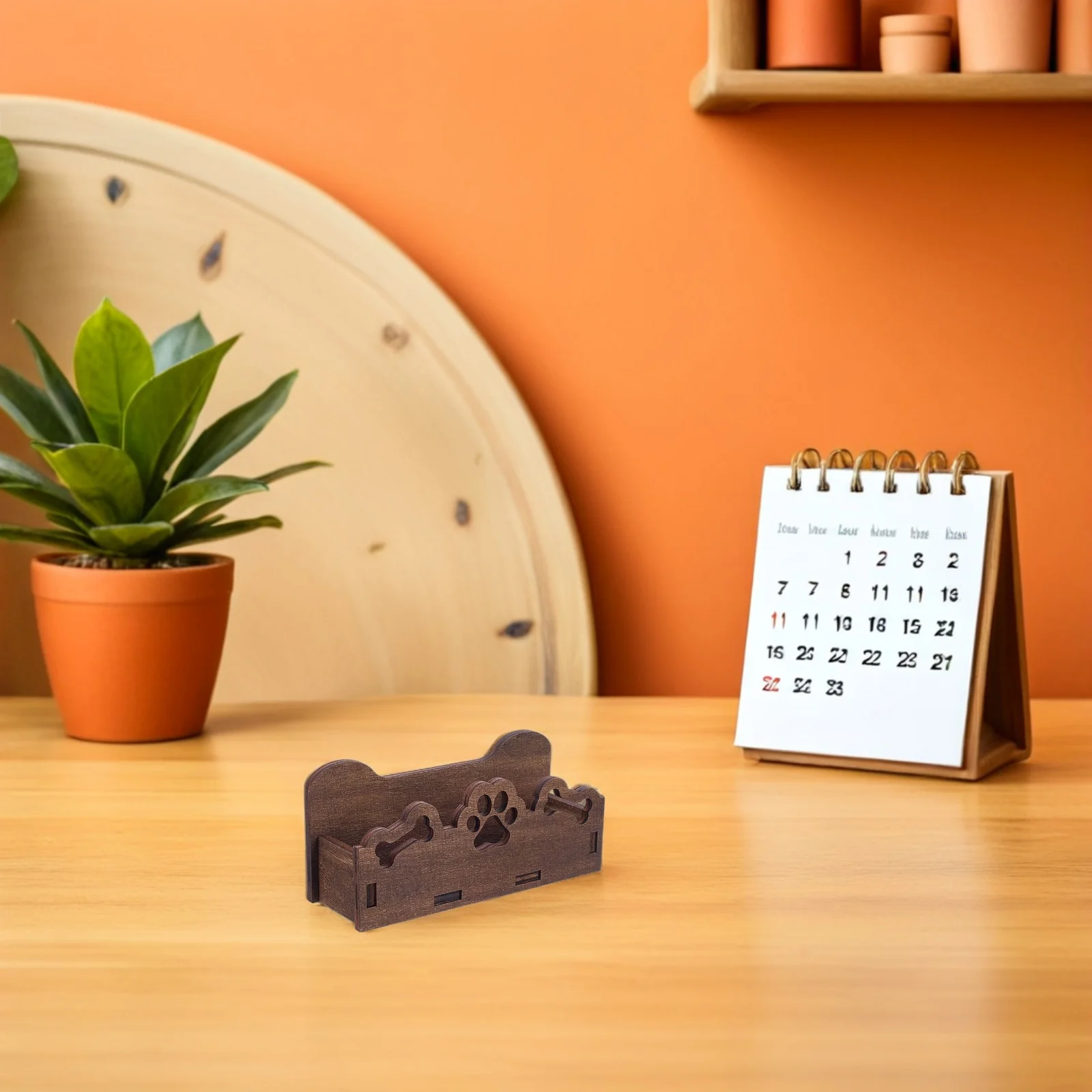 

2Pcs Business Card Holder Wood Cute Dog Paw Design Wooden Card Organizer Stand for Desk Name Cards Display Professional Office