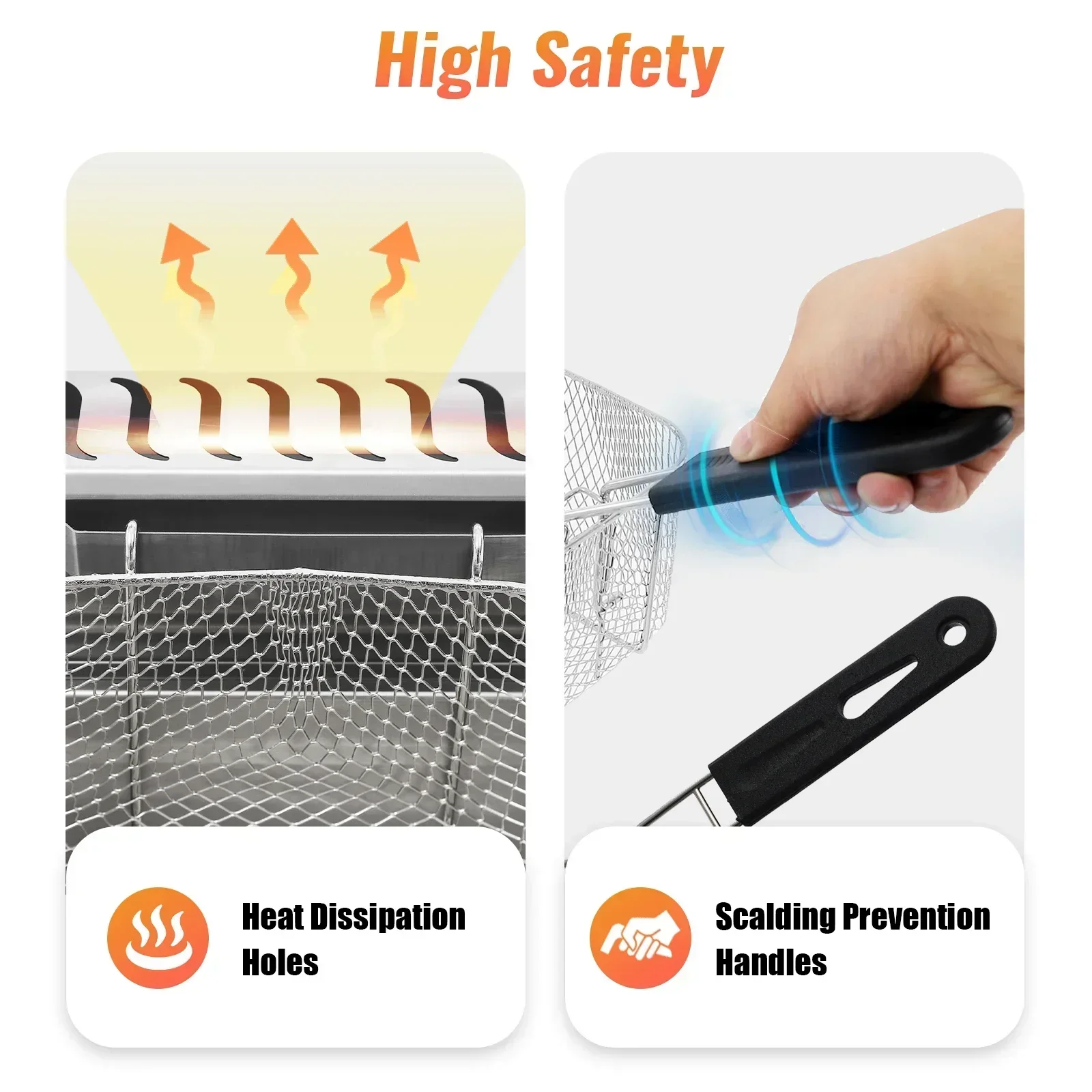 مقلاة عميقة تعمل بالغاز التجارية ذات خزان مزدوج، حرارة سريعة، كفاءة عالية، ستانلس ستيل، موفرة للطاقة، سهلة التنظيف، تصميم آمن