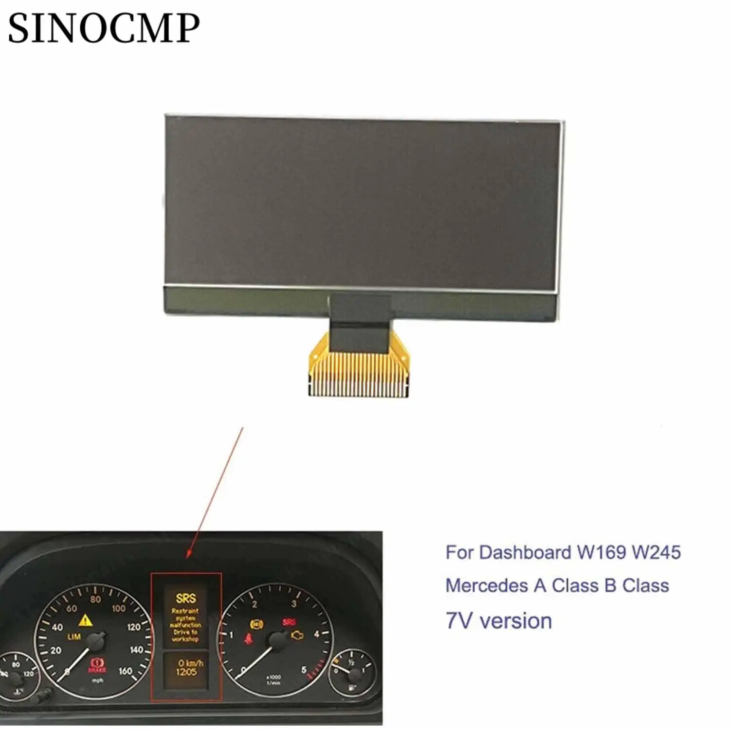 

Автомобильный ЖК-дисплей 0263643042 для Mercedes A-Class W169/C169 2004-2012 B-Class W245 2005-2011, приборная панель, 7-вольтовая версия экрана