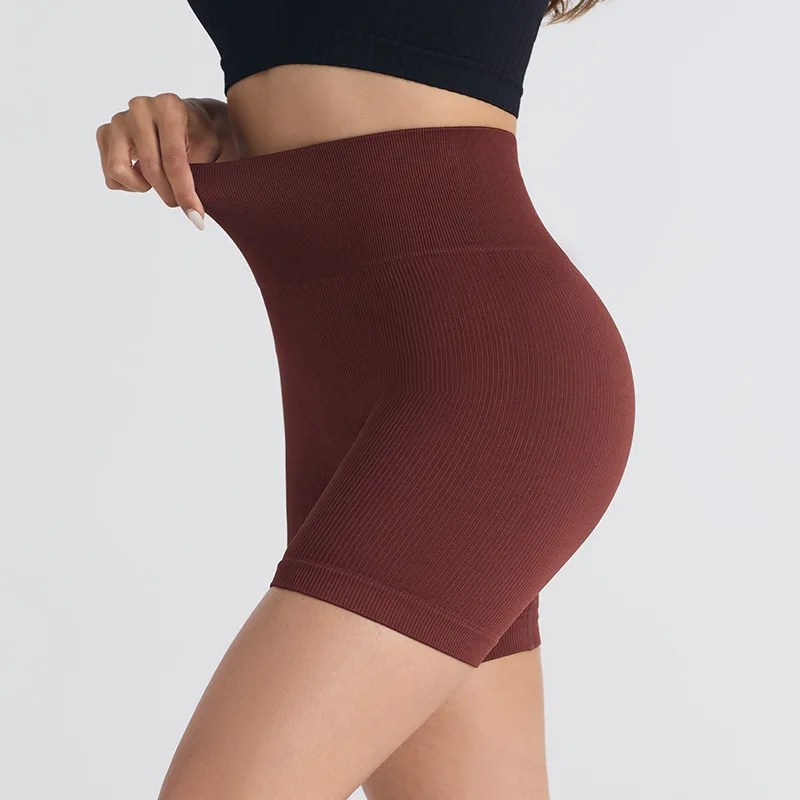 Seamless Gym Sexy Shorts Woman Summer Sport Fitness Shorts Thread Striped Skinny Activewear Running Compression Shorts