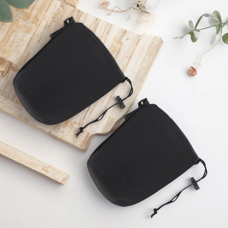 

2Pcs Neoprene Shockproof Camera Lens Pouch Adjustable Drawstring Elastic Belt Hook Protective Bag Dslr Lens Case 15cm Size L
