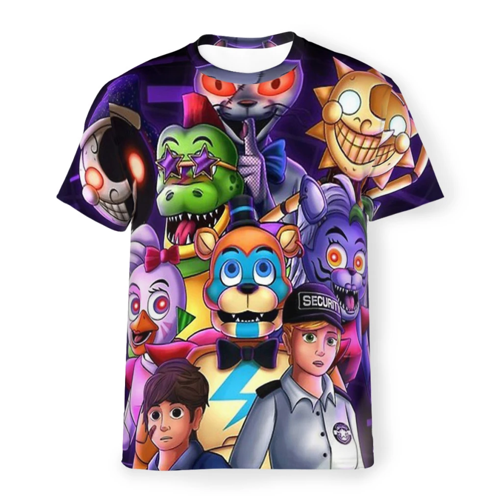 FNAF Horror Game Security Breach Poster Polyester TShirts Male Graphic Streetwear Thin T Shirt O Neck