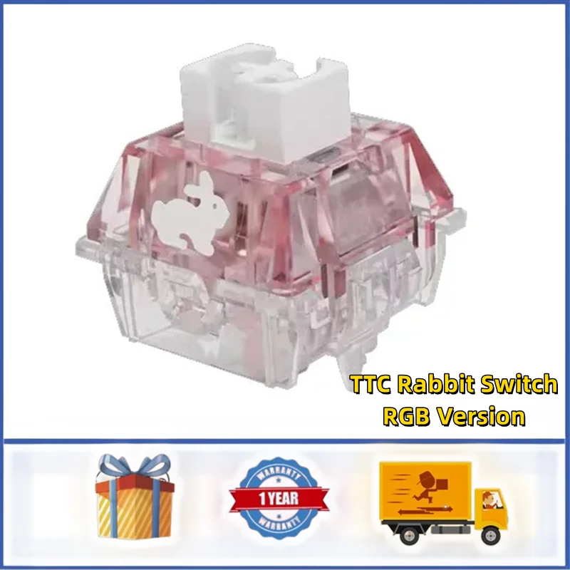 TTC Rabbit Switch pour clavier mécanique, version RVB, silencieux, muet, linéaire, vitesse rapide, 42g, pride, lubrifié, transparent, rose