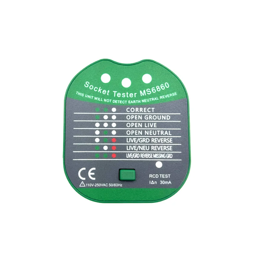 1pcs MS6860 Socket Tester EU US UK plug polarity phase check detector Voltage test electroscope