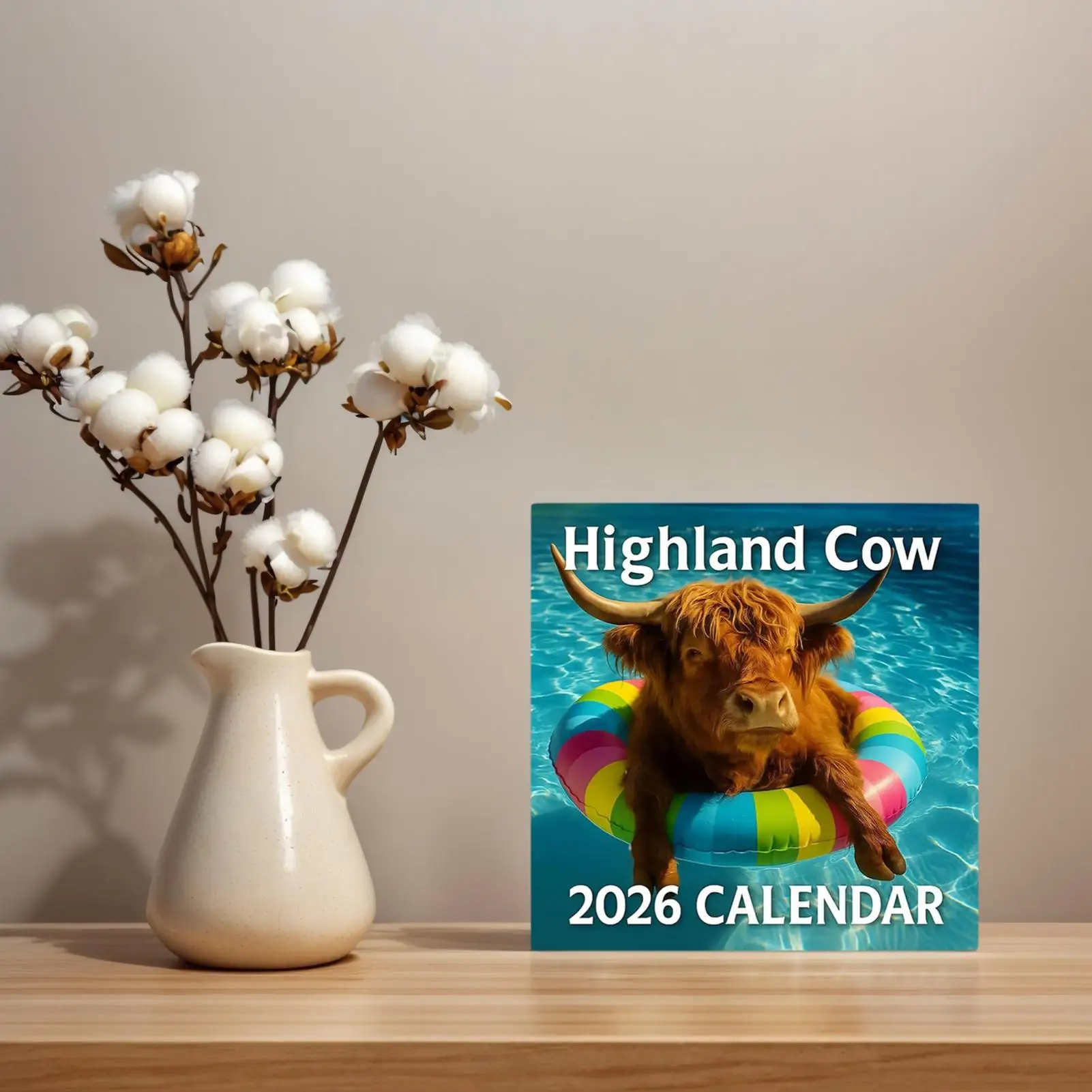 

Highland Cow Wall Calendar 2026 Jan-Dec Monthly Planner - Thick Paper for Office, Teacher, Student - Christmas Gift Idea