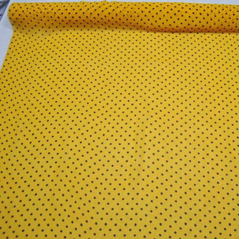 Classic Style Yellow Ground Dots Design Breathable Great Natural Material Popular Silk Georgette Fabric for Nice Vocation Dress