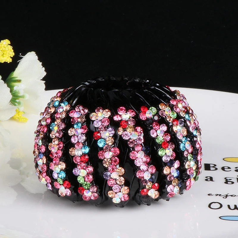 Women Bun Crystal Flowers Hair Claw Colorful Plastic Plum Bossom Bird Nest Expanding Hairpin Horsetail Buckle Hair Accessories