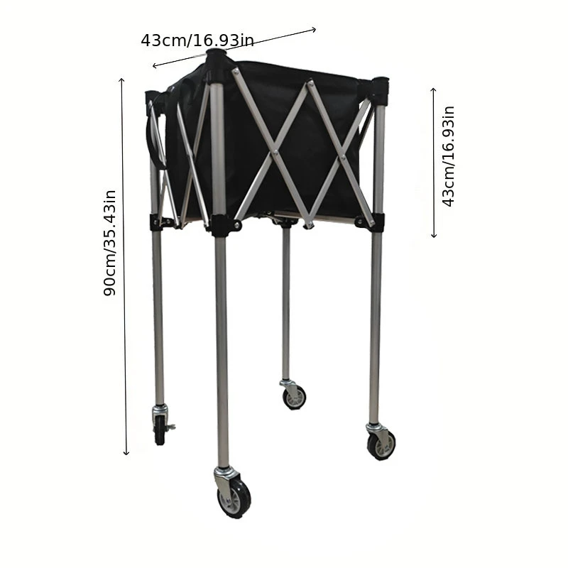 عربة تنس مريحة من سبائك الألومنيوم قابلة للطي بإطار تخزين لمدرب تنس الطاولة وعربة التقاط بإطار كروي