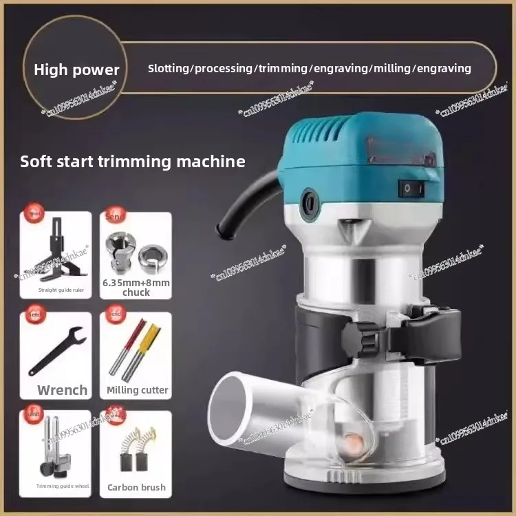 6 Speed Regulation Soft Start Woodworking Trimming Machine 2-in-1 Slotting Machine Multi-functional Bakelite Milling