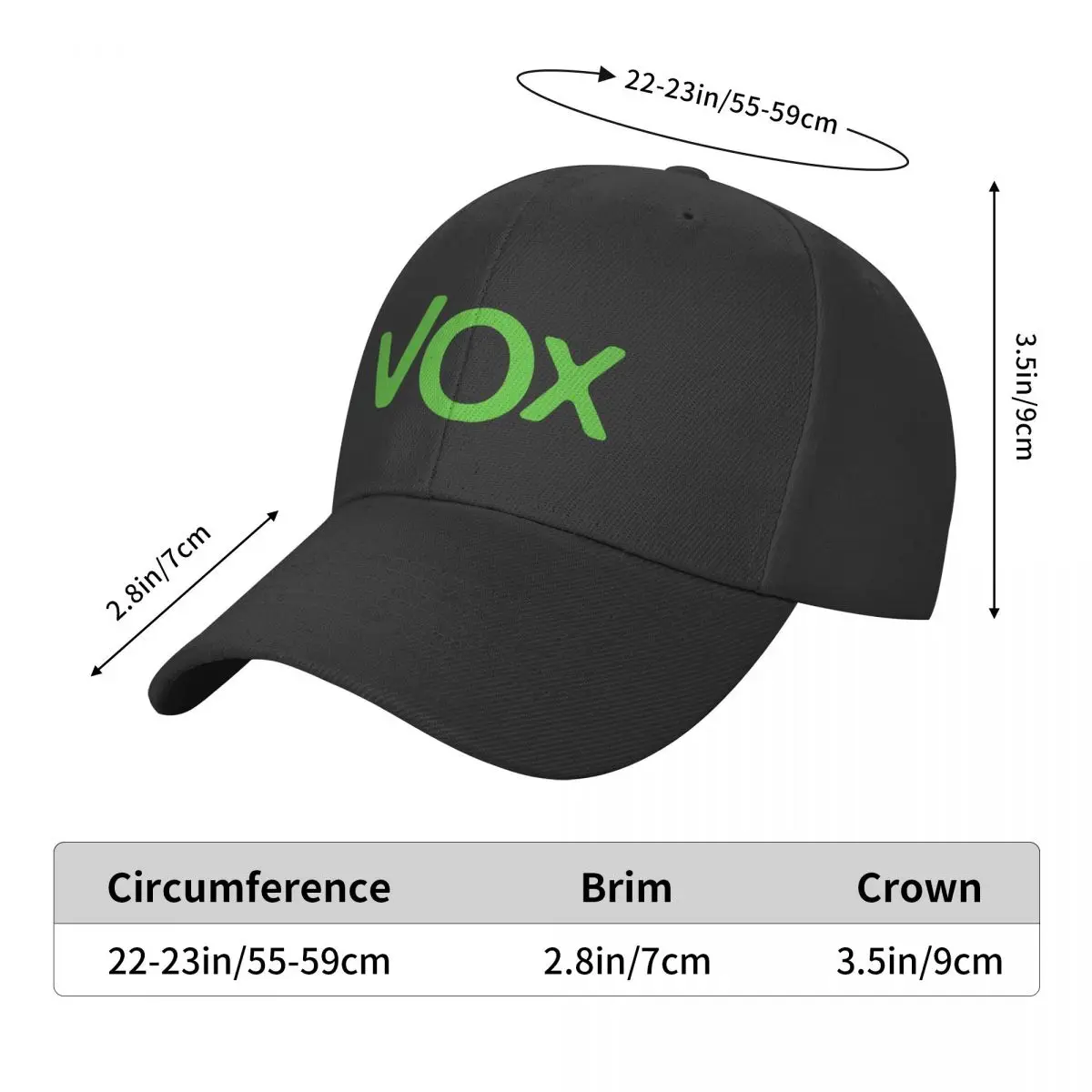 Espana Vox Logo Baseball Cap Hip Hop Women Men\'s Adjustable Spain Political Party Spanish Dad Hat Summer Hats