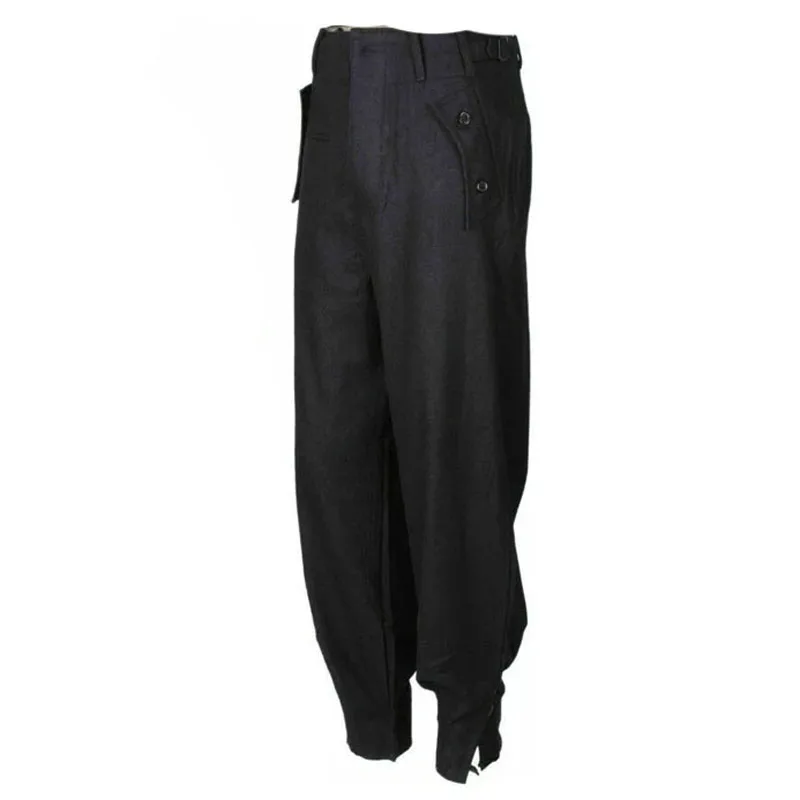 WWII German Army Elite Panzer Black Wool Retro Trousers