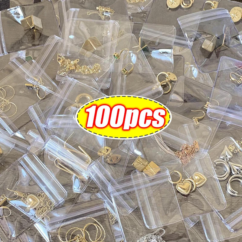 10-100pcs Thicken PVC DIY Jewelry Package Bag Transparent Anti-Oxidation Organizer Display Necklace Storage Self Sealing Pouches