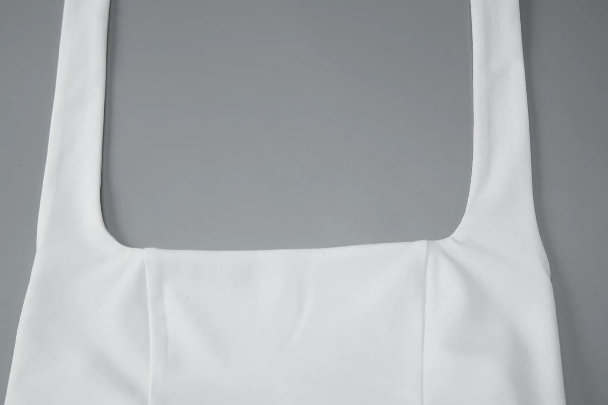 Hugcitar Modisches Kleid mit quadratischem Ausschnitt, einfarbig, rückenfrei, gerüscht, Bandage-Stil, sexy Midi-Abschlussballkleid, Sommerkleidung für Damen, Abendparty, Urlaub – Detail 6