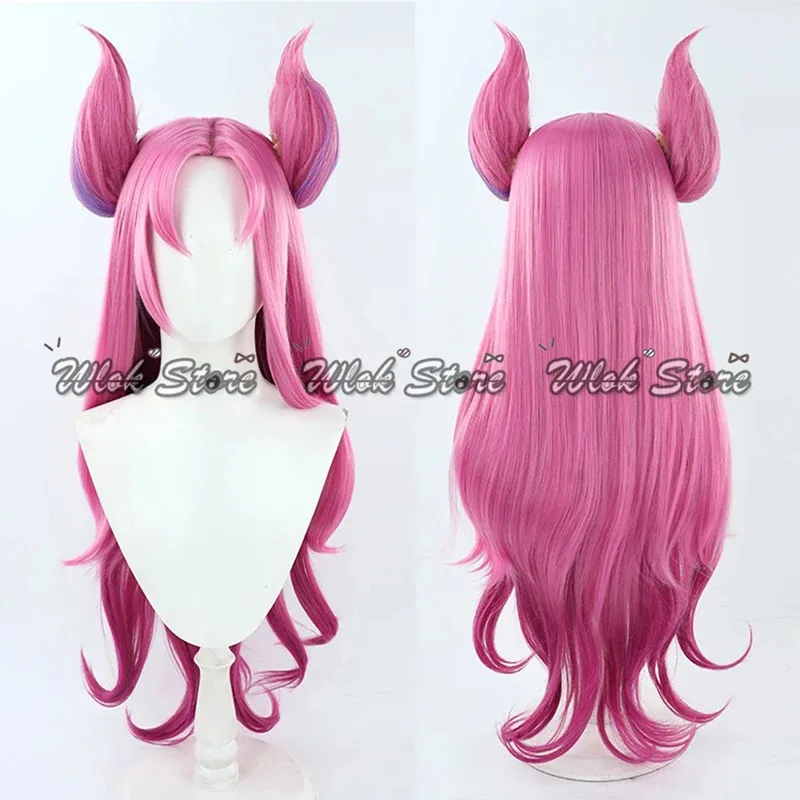 لعبة LOL Star Guardian Kaisa أزياء تنكرية شعر مستعار مجموعة كاملة من التنانير والجوارب وغطاء للرأس من الريش ملحقات حفلات الهالوين
