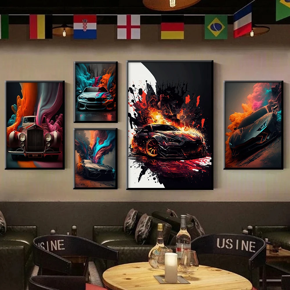 

Modern Futuristic Cars Canvas Painting Poster Classic Colorful Cool Supercar Picture Prints Living Room Boys Home Wall Art Decor