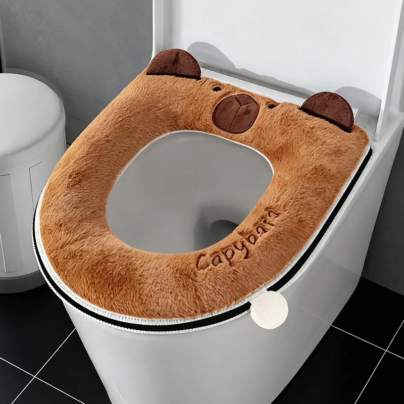 Winter Plush Thickened Toilet Seat Cover, Home Use with Zipper, Bathroom Skin-Friendly, Comfortable Toilet Seat Cushion
