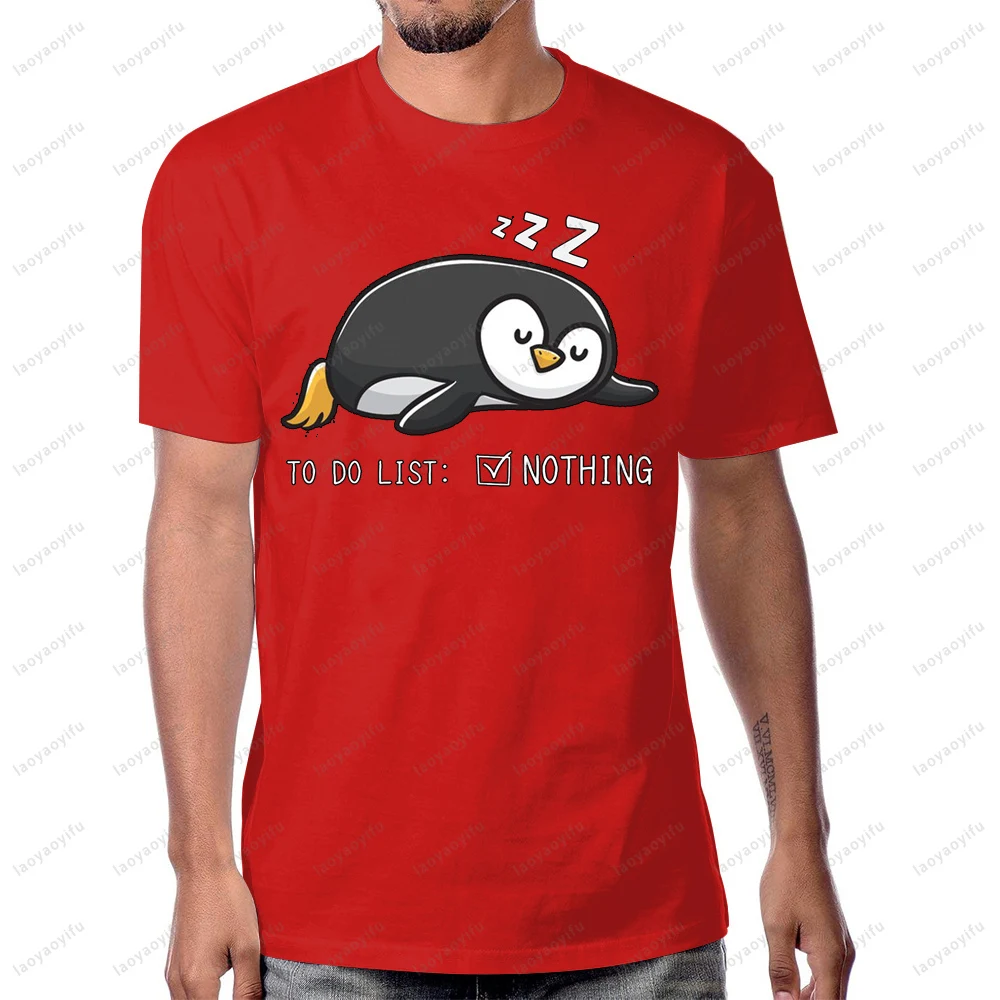 Penguin Lazy To Do List Nothing T Shirt Funny Penguin Lover Gifts Sleep Art Tshirt Csaual Fashion Loose Harajuku Man Women Tees