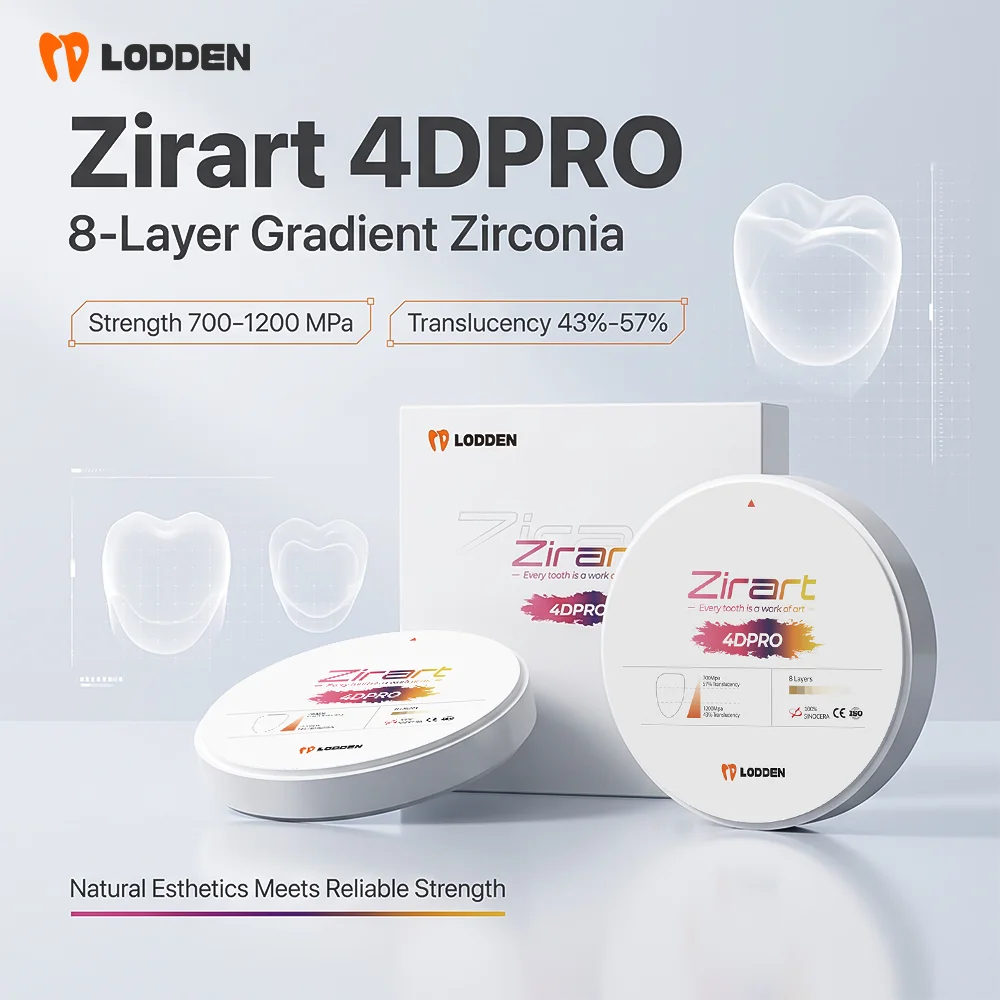 LODDEN 4D PRO zirconia block, multi-layer, denture fabrication material 1200MPa suitable for dental laboratory CAD/CAM materials
