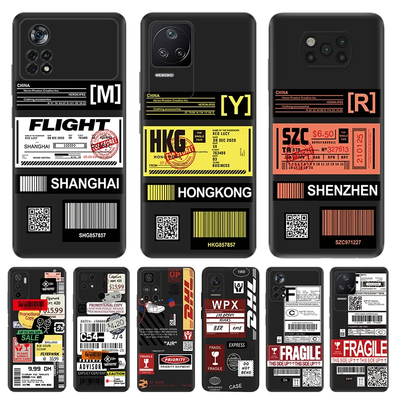 Phone Case for Xiaomi Poco F5 F4 F3 F1 C40 C50 C51 M5 M5S M4 M3 X3 X4 X5 Pro Luck Travel logistics Label Soft Shell Cases Cover