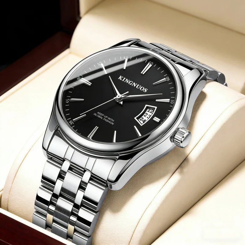 

Модные мужские часы с календарем, стальным и кожаным ремешками, водонепроницаемые