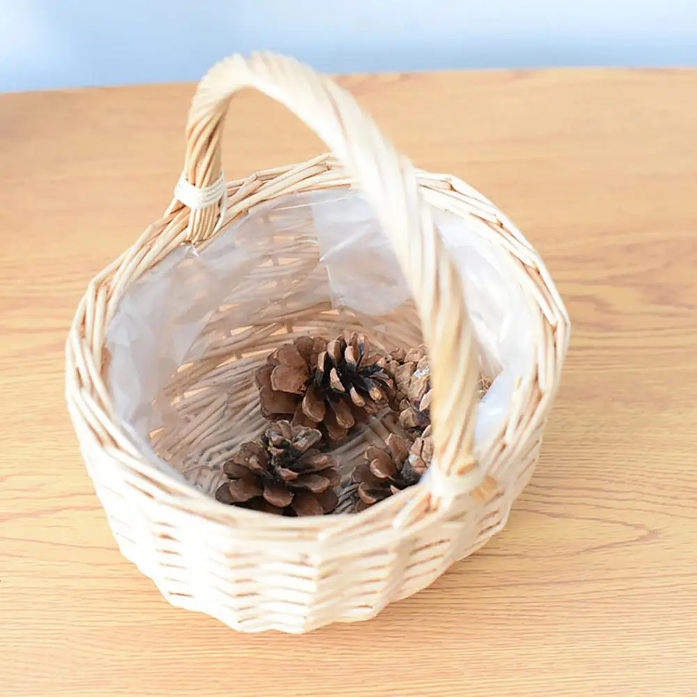 Storage Basket Large Capacity Rattan Vintage Great Flower Basket Woven Handheld Food Plant Storage Flower Basket Decorative