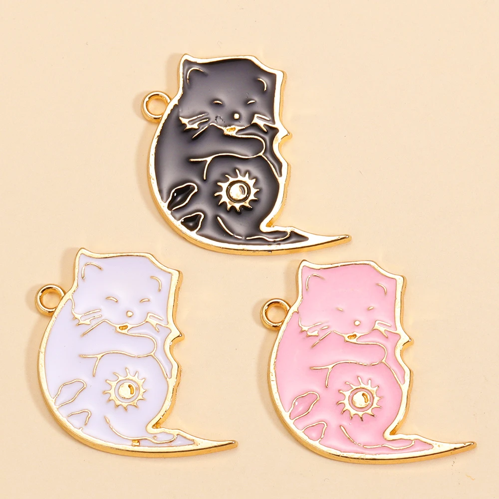 10 Stück süße Katze Charms Legierung Tier Anhänger für DIY Schmuckherstellung Armband Halskette handgemachte Accessoires Bastelbedarf – Detail 7