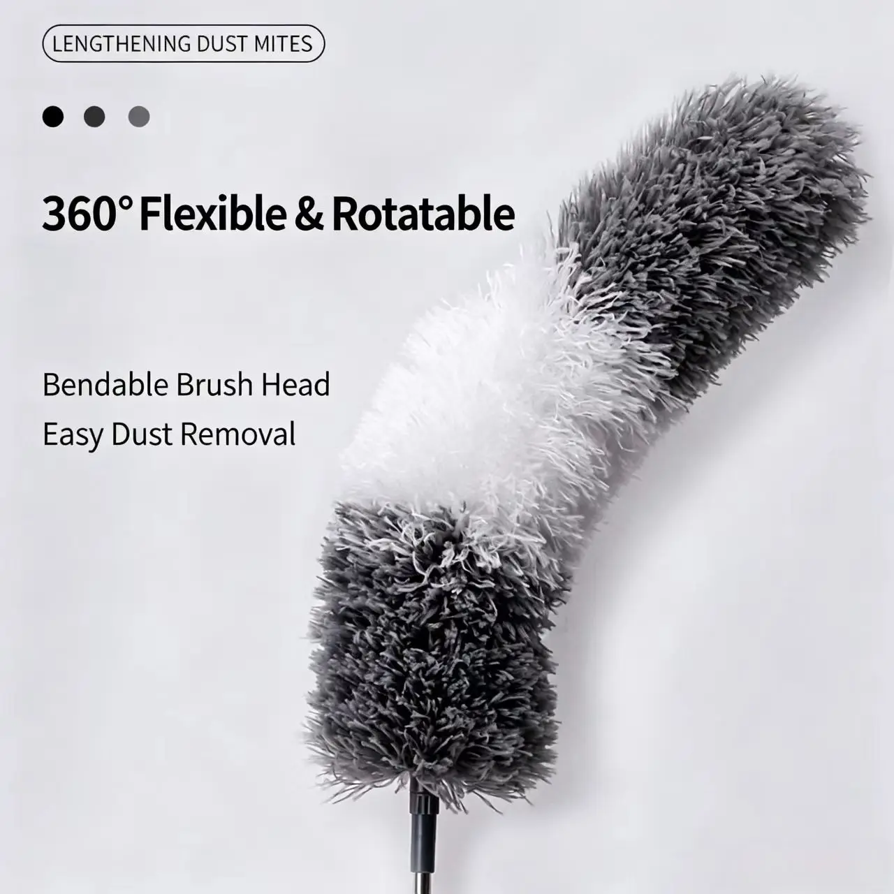 Household Telescopic Feather Duster with Single Handle Multi-Bristle Chenille Dusting Brush for Hard-to-Reach Areas Cleaning