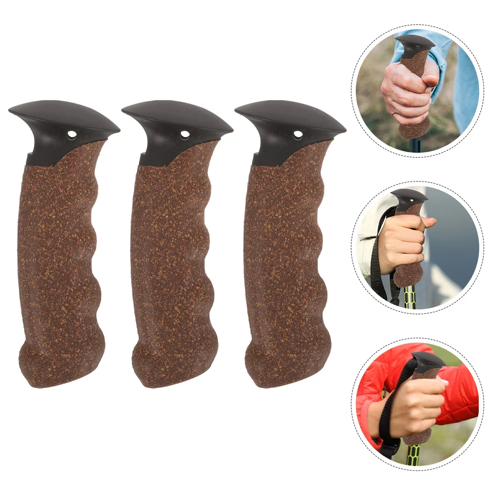 

3Pcs Trekking Pole Handle Replacement Nonskid Cork Grip Hiking Outdoor Pole Adapter for Better Control Durable