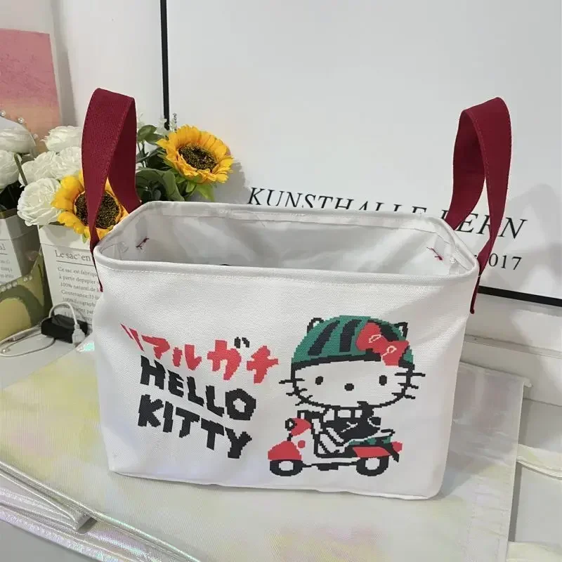 Caja de almacenamiento de Anime de Hello Kitty para niñas, cesta Kawaii de corazón femenino, lindo gato Kt de dibujos animados, armario de escritorio, regalos, nuevo