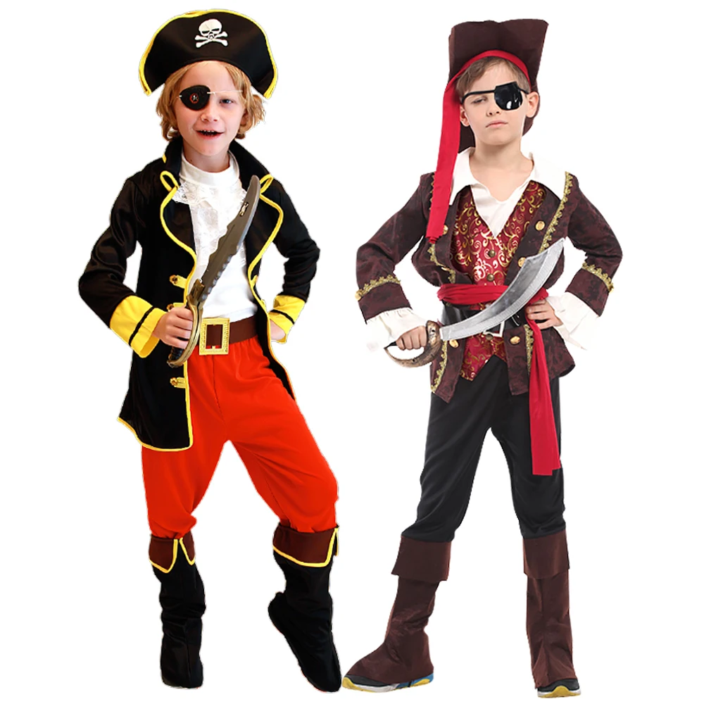 

Children's pirate captain costume set, Halloween stage play performance costume, boys and girls adventure cosplay props