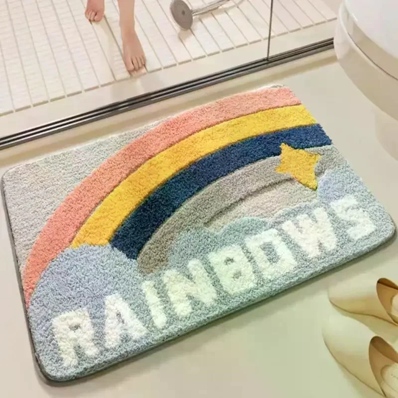 Faux-Cashmere Absorbent Non-Slip Floor Mat Cute, Soft, And Plush Household Rug For Bathrooms, Entrances, And Bedside Areas