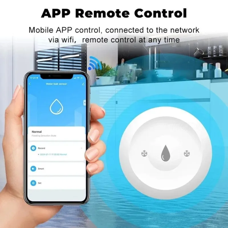 [NEW!A93G】 Tuya Zigbee Water Detector Sensor Flood Leak Monitoring App Controller For Kitchen Bathroom IP66 Waterproof