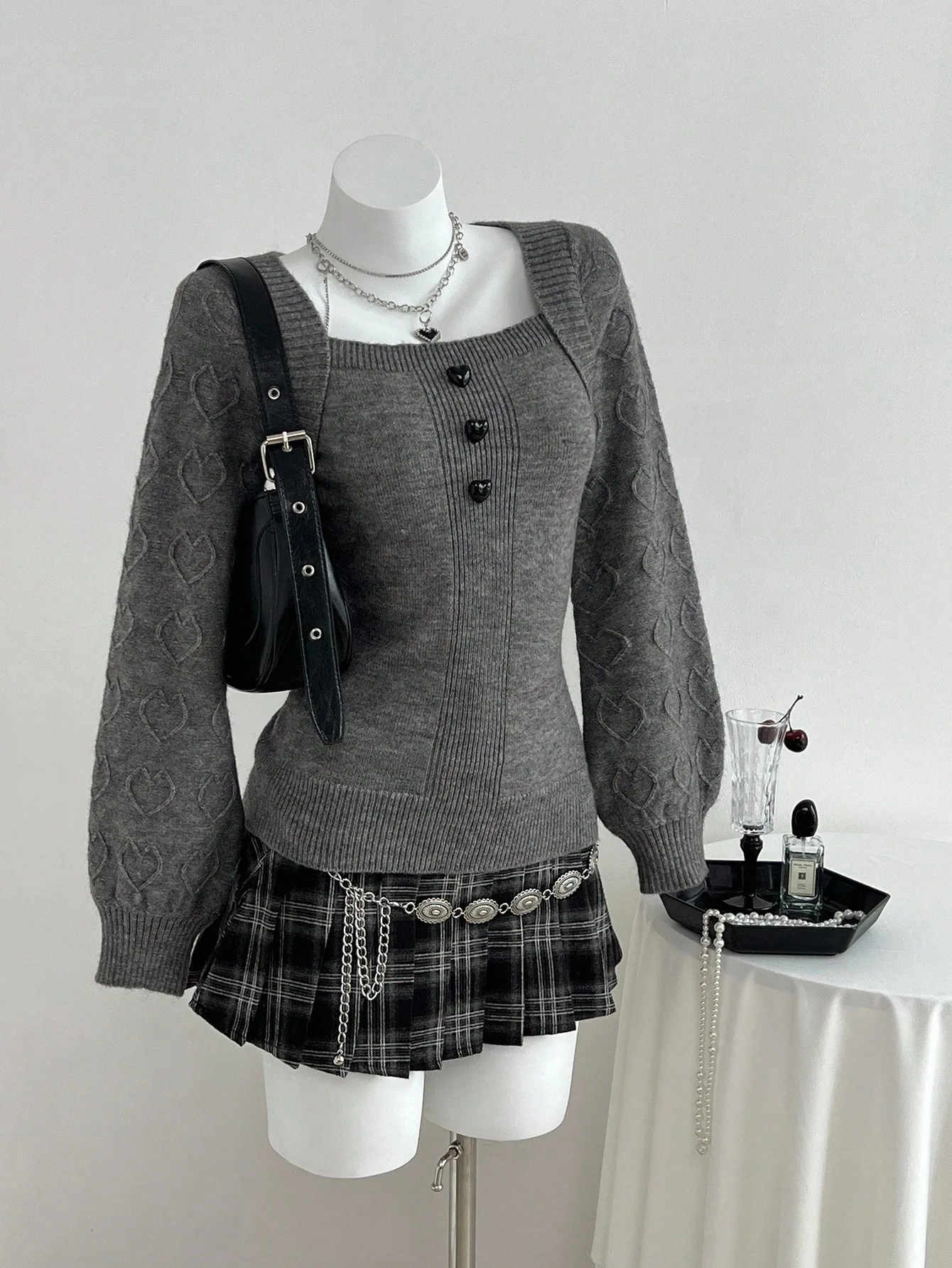 

Милый повседневный универсальный женский свитер с сердечками, Рождество