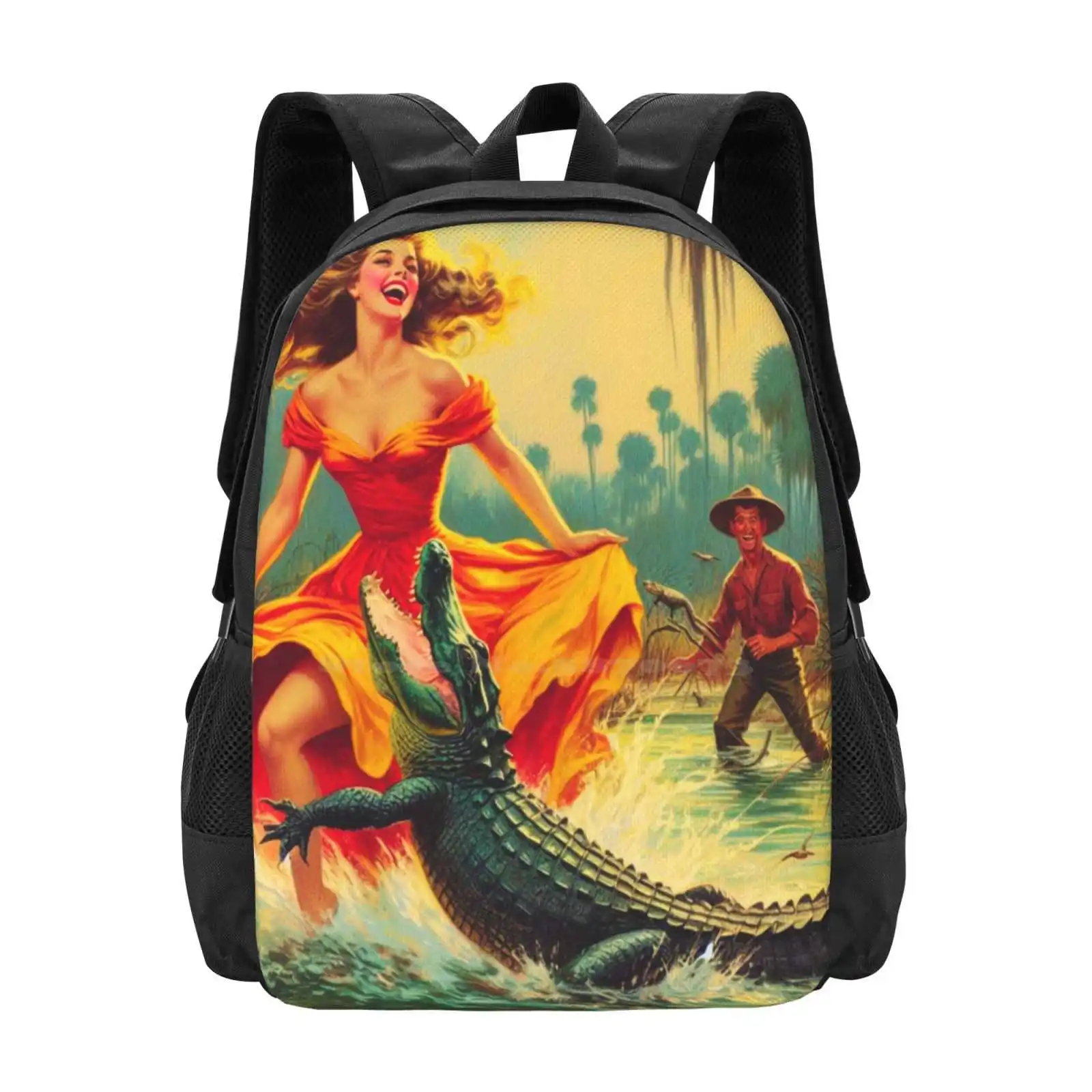 Florida Woman Series Number 19 Hot Sale Schoolbag Backpack Fashion Bags Florida Woman Retro Tropical Humor Swamp Vintage Mid