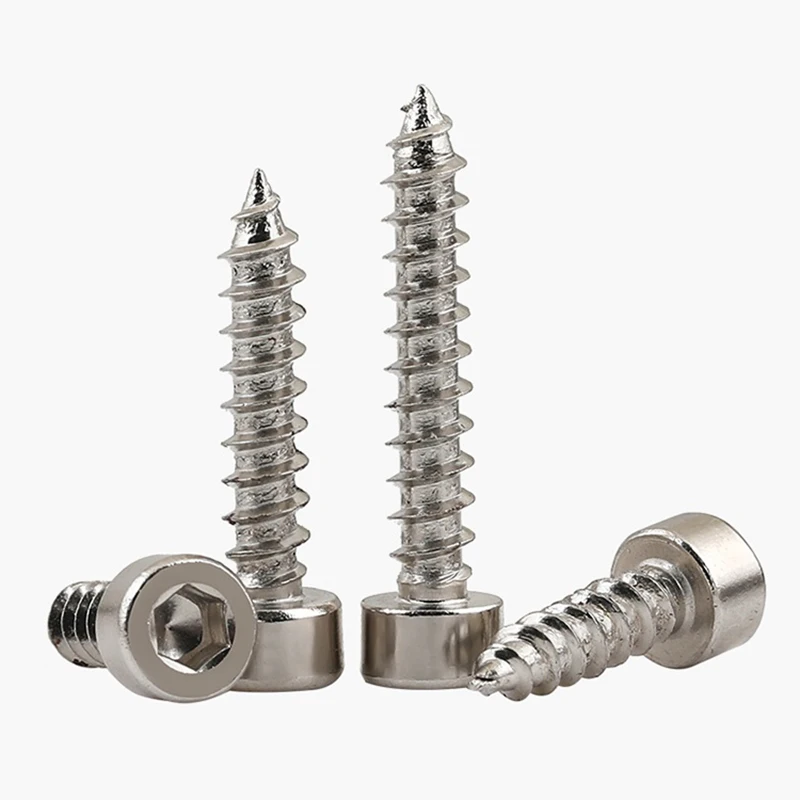 50pcs M1.7 M2 M2.3 M2.6 M3 M3.5 M4 M5 M6 Nickel-Plated Carbon Steel Allen Key Hex Hexagon Socket Cap Head Self Tapping Screw