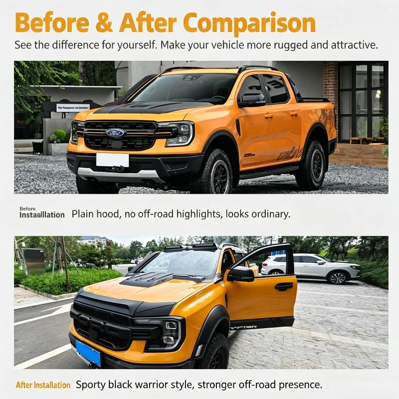 Sand Shield Bonnet Deflector Specially Compatible with 2023 Ford Ranger Pickup Hood Guard Off-road Modification Accessories